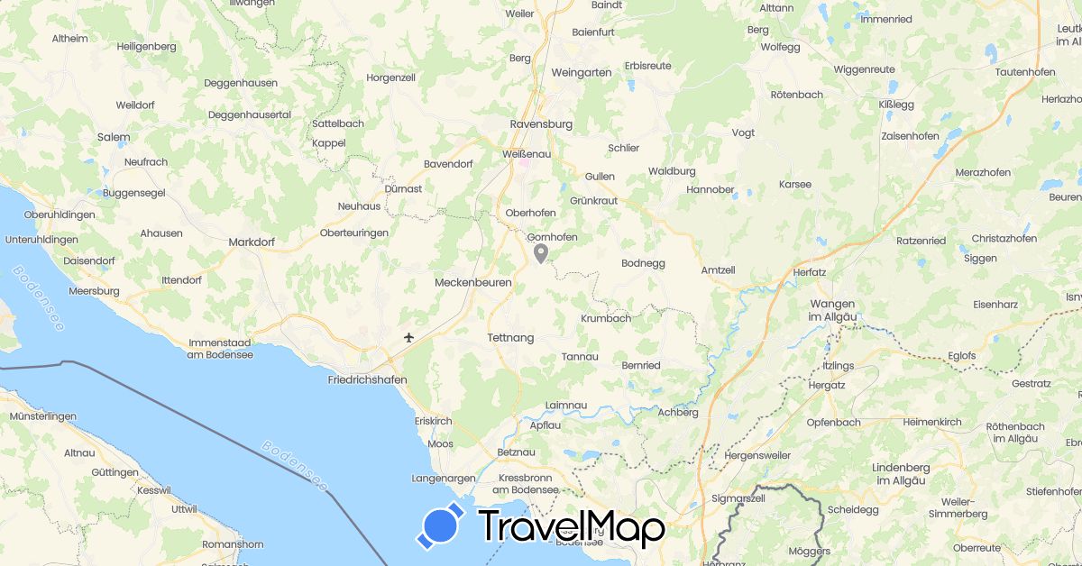 TravelMap itinerary: plane in Germany (Europe)